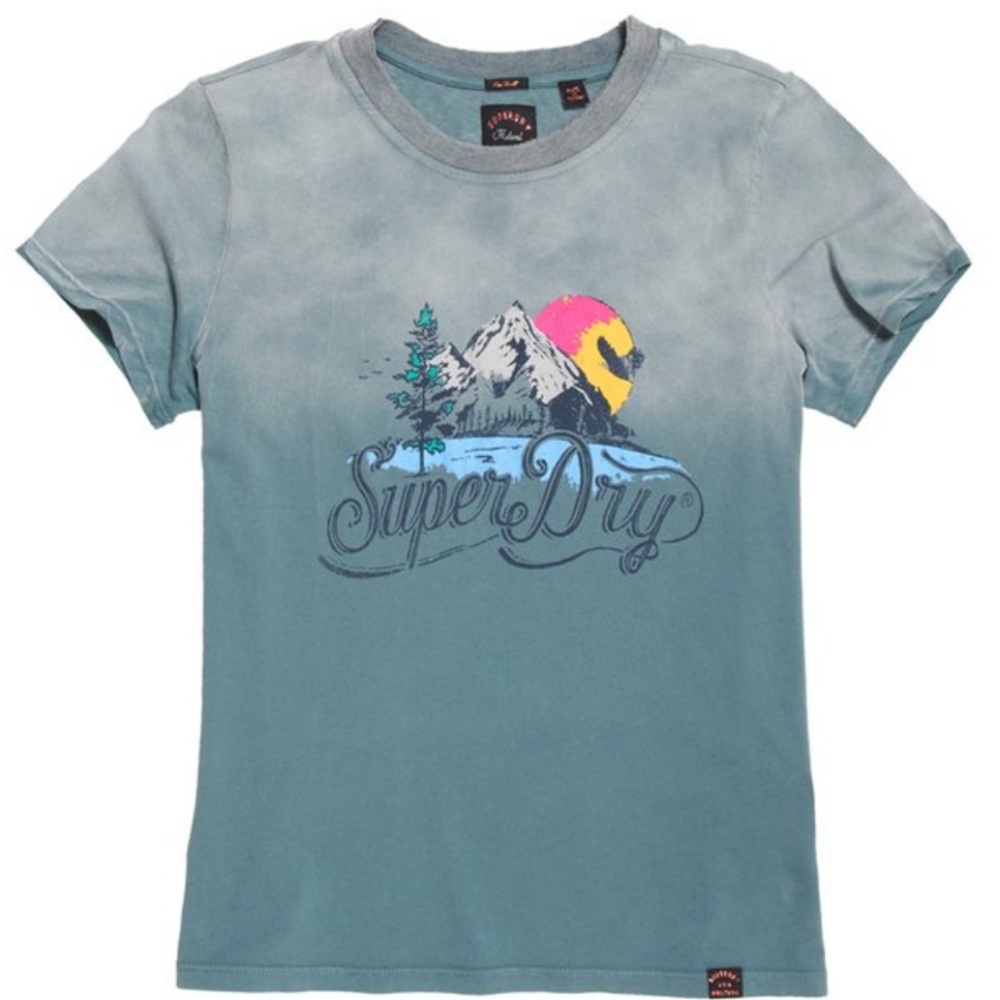 NWT Superdry Bleach Graphic Tee Acid Blue Vintage T-shirt  L